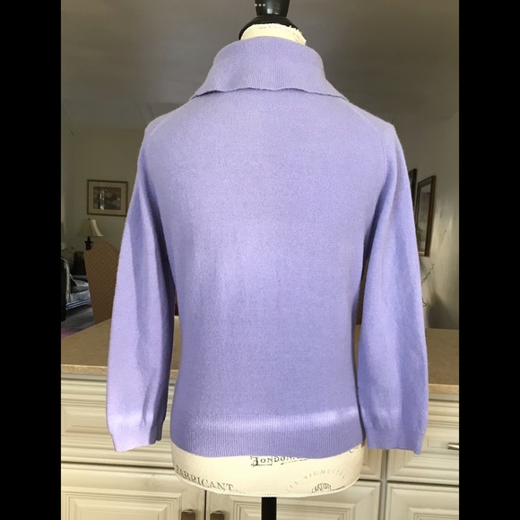 A SMARTWEAR FASHION Full Fashioned Vintage Lavender Cashmere Sweater Sz XS / S - Picture 4 of 5